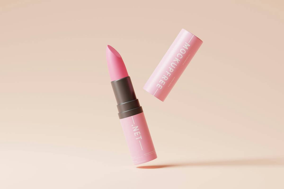 Lipstick Mockups featuring a Plastic Cosmetic Lipstick, Download the PSD version of this mockup for free from https://mockupfree.net